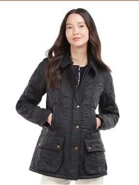 NWT BARBOUR Womens Quilted Black Beadnell Jacket Coat Polarquilt Plaid Sz US 6